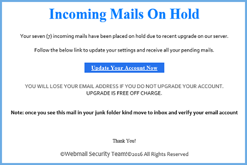Webmail Held Mail Email Scam